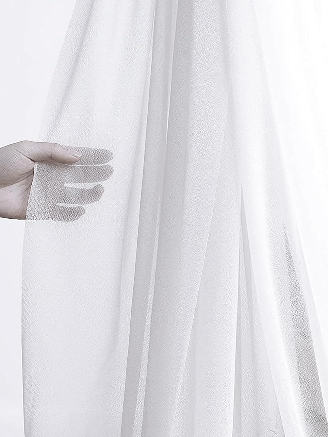 VDS Pack of 1 Panel (30 Inch X 30 Feet) Wedding Arch Draping Fabric Sheer Chiffon Fabric Drapery for Wedding Ceremony Reception Swag Backdrop Canopy Chuppah ARBO Altars Decoration (White)