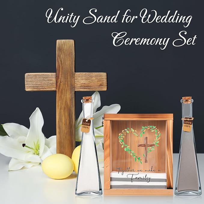 Blosssound Unity Sand for Wedding Ceremony Set Christian Together We Make a Family Unity Sand Ceremony Shadow Box and Vases for Religious Wedding Centerpiece Marriage Bridal Party Supplies