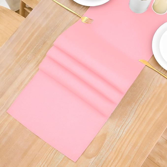 2 Pack Pink Long Table Runner 12 x 108 Inch Solid Color Farmhouse Runners Coffee Table Dresser for Daily Party Home Decoration