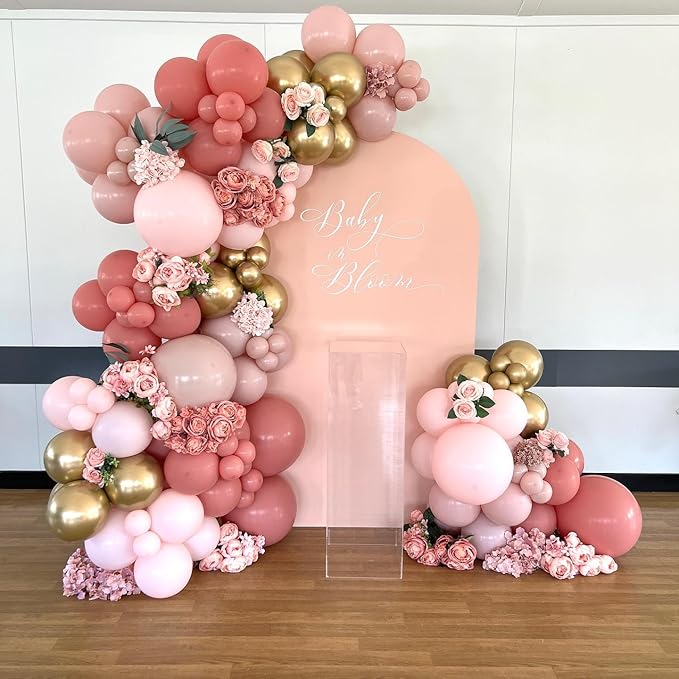 Bezente Dusty Pink Latex Party Balloons - 100 Pack 12 inch Round Helium Blush Pink Rose Pink Balloons for Birthday Wedding Anniversary Bridal Shower Gender Reveal Boho Theme Party Decoration