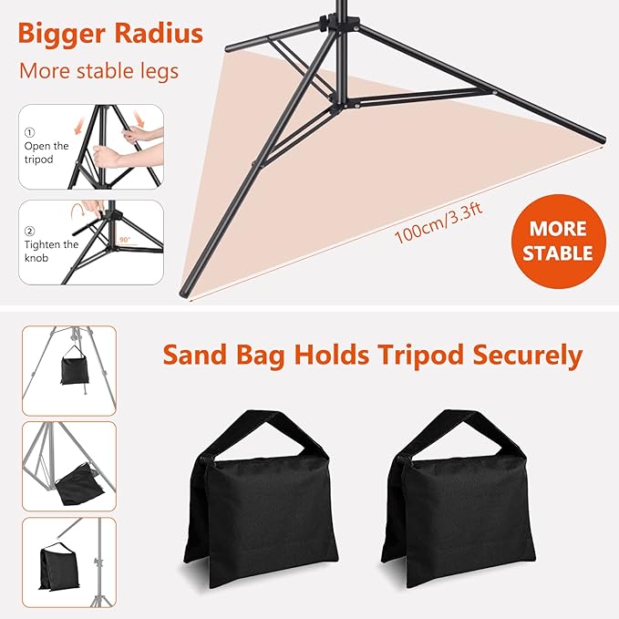 Backdrop Stands, MSKIRA Photo Backdrop Stand Kit 10ft X 7.5ft, Back Drop Adjustable Stand, Background Support System for Studio Portrait Photoshoot, Wedding Parties, with Clamps, Sandbags, Carry Bag