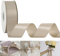 HUIHUANG Tapue Satin Ribbon 1-1/2 inch x 50 Yards Stone Color Double-Faced Satin Ribbon for Bows, Flower Bouquet, Gift Wrapping, DIY Crafts, Holiday Decor, Christmas Wedding Party Decor