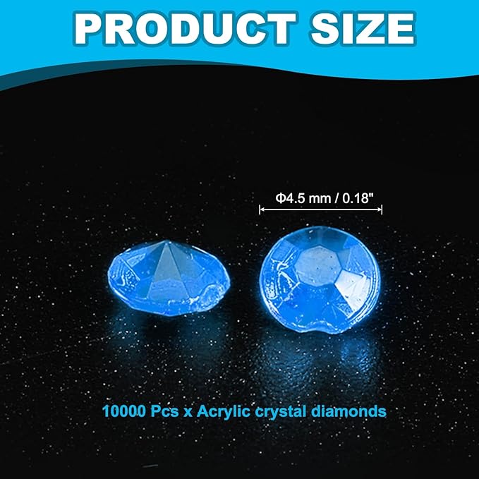 PATIKIL 10000 Pcs Wedding Table Scatter Confetti Crystals 4.5mm Acrylic Diamonds Vase Fillers Gems for Table Centerpiece Decorations Party Vase Beads, Light Blue