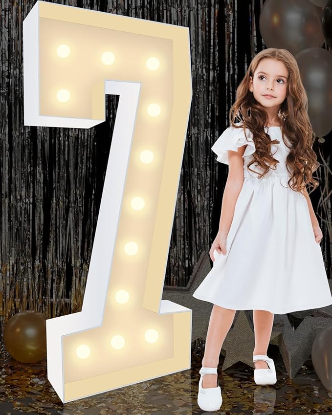 4FT Plastic Marquee Numbers 7 - Light up Numbers Are Made from Corrugated Plastic Board - Quick Assembly Without Tools, Disassembled Components Can Be Used for Photo Wall Decoration, Yard Sale Signs