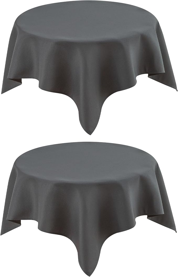 2 Pack Small Square Table Cloth 36X36 Inch Grey Washable Fabric Polyester Solid Table Cover for Night Stand End Table Side Table Outdoor Indoor