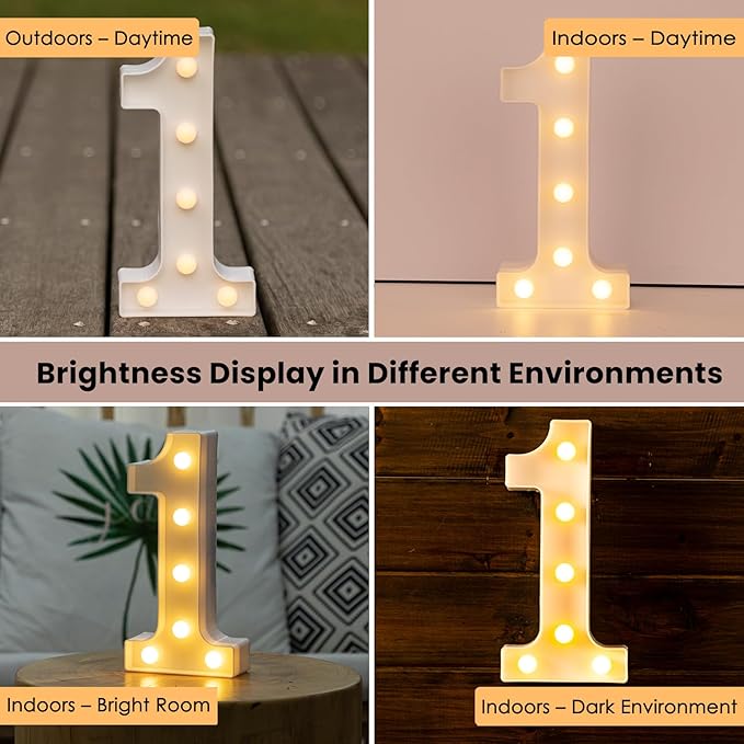 HXWEIYE Marquee Light Up Numbers-1, 8.5 Inch Decorative Letter Sign 26 Alphabet and 10 Number, Battery Powered Warm White for Party, Christmas Decor（8.5 * 4.2 * 1.8IN）