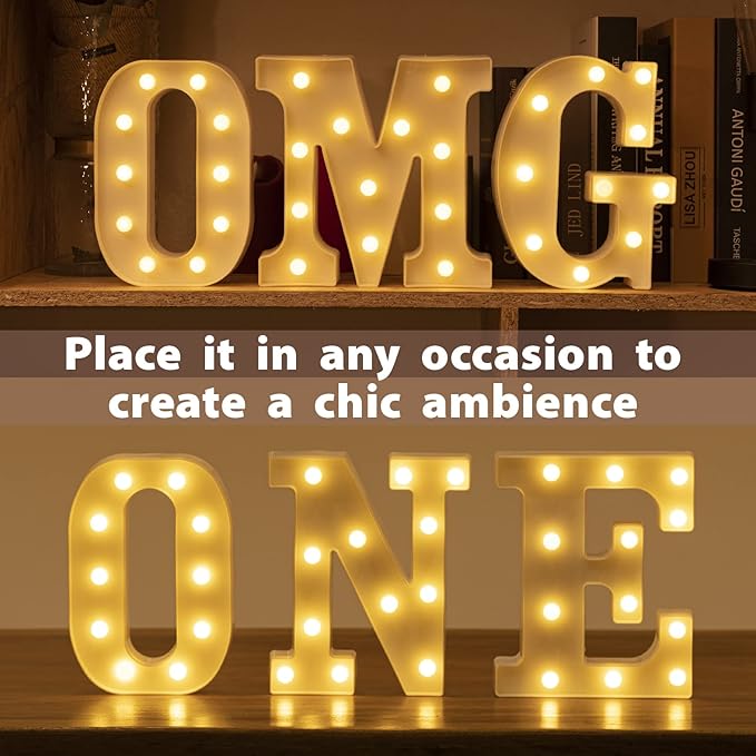 HXWEIYE Light Up Letters LED Marquee Letters Light Sign 26 Alphabet and 10 Number Big Lights Letter for Party Birthday Bar Battery Powered Christmas Decor Letter Lights (Warm White O)