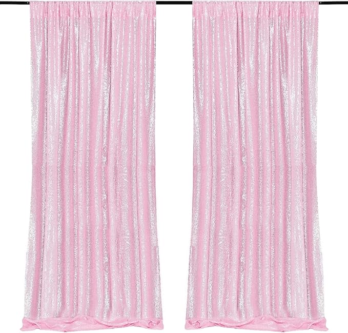 Pink Sequin Backdrop Curtains 2FTX8FT 2 Panels Sparkly Background Drapes for Backdrop Party Birthday Wedding Decor