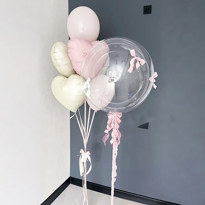 Baby Pink White Heart Balloons,12Pcs 18 Inch Light Pink Cream Foil Love Heart Shaped Balloons for Bow Birthday Party Bridal Engagement Wedding Anniversary Baby Shower Valentines Day Decorations