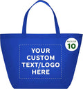 DISCOUNT PROMOS Custom Southern Style Grocery Tote Bags Set of 10 - Personalized Bulk Pack, Reusable Grocery & Shopping Bags - Great for Travel, Carry on Bag, Business Promotions - Blue - 20"X13"X8"