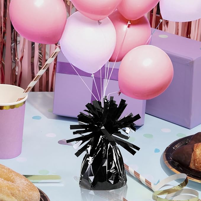 12PCS Balloon Weight Metallic Heavy Solid Balloon Pendant Pack Holder For Table Centerpieces Birthday Wedding Chrismas Party Decoration (Black)
