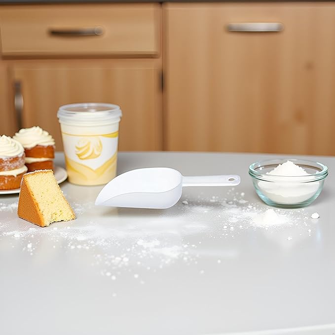 1PC White Ice Scoop Plastic Ice Shovel Measuring Scoops Multifunctional Ice Tray Shovel Flour Candy Grains Dessert Scoopers for Ice Cream Tools, 17x3.5x10cm