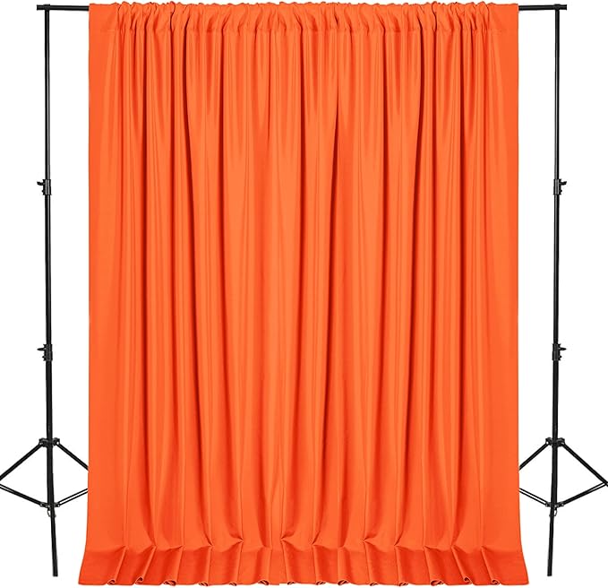 DWCN 10x7 FT Backdrop Curtains for Parties, Photography Backdrop Drapes with Rod Pockets for Wedding Decorations Stage Birthday Family Gatherings, 2 Panels 5ft x 7ft, Orange