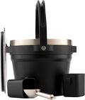 Large Insulated Ice Bucket with Lid – Stainless Steel Ice Bucket and Scoop – Ice Buckets for Parties, Bars – Ice Bucket with Lid and Scoop – Outdoor Ice Bucket, Champagne (Black)