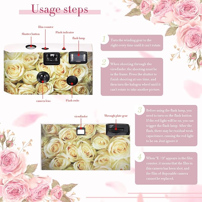 3 Packs Disposable Camera for Wedding 34mm One Time Use Camera Single Use Film Camera with Flash for Wedding, Anniversary, Travel, Camp, Party Supply