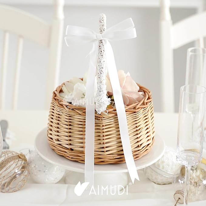 AIMUDI White Bows 5 × 10" Satin Bows for Gift Wrapping Twist Tie Bows Premade Ribbon Bows for Bouquets Invitations Baskets Crafts Wreaths Wedding Birthday Baby Shower Party Decorations, 36 PCs
