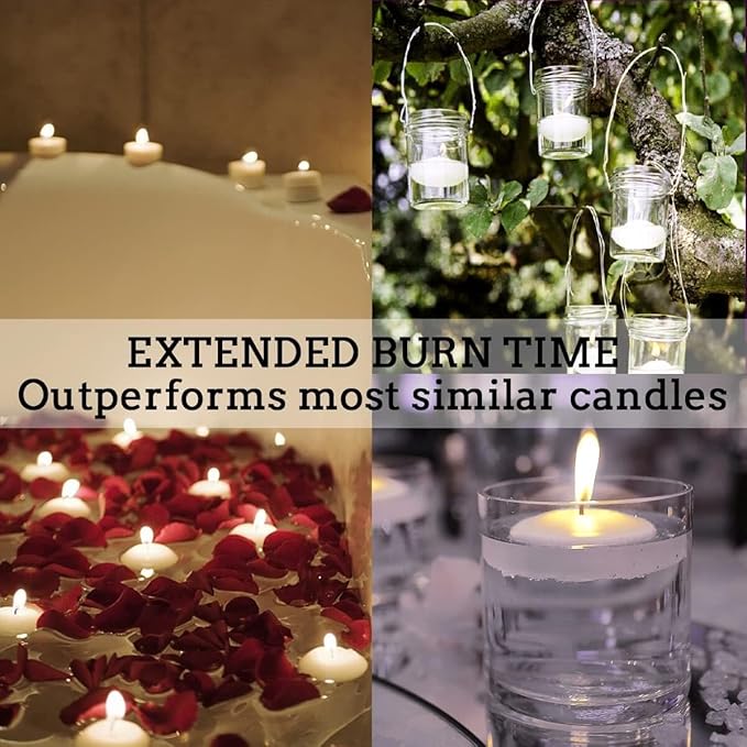 Floating Candles Set of 50, Unscented Dripless Wax Candles for Wedding, Pool Party, Home Decor Holiday & Dinner Centerpieces（2 Inch White）