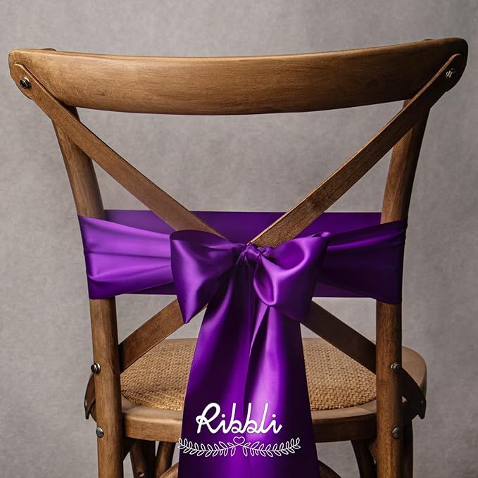 Ribbli Purple Satin Ribbon 4 Inch Wide Purple Ribbon for Wedding Chair Sash Grand Opening Ceremony Big Bows Gift Wrapping Floral Crafts Cake Decor-Double Faced Satin Continuous 10 Yards