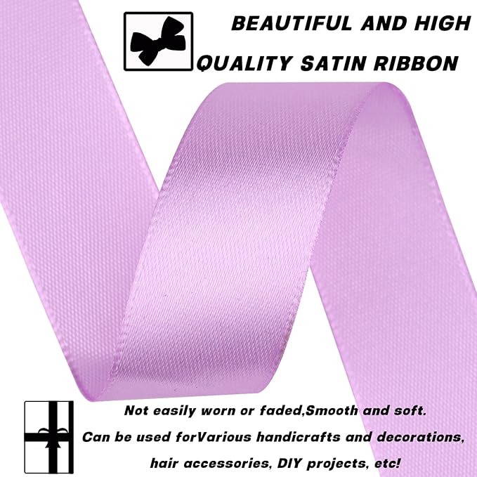 Lilac Purple Ribbon 7/8 Inch 30 Yards Satin Craft Ribbon-Single Face Polyester Ribbon for Handmade Roses,Gift Wrapping,Timeless Flower,Bouquets,Wedding and Party Decoration