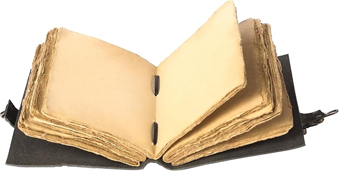 Vintage Leather Journal Handmade Buffalo Non-Refillable Deckle Edge Paper – Leather Bound Journal for Women, Men, C-Lock Closure Ideal for Writing & Travel for Artists (Black)