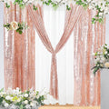 Eternal Beauty Rose Gold Sequin Backdrop Curtains, Shimmer Back Drop 4Panels-2FTx8FT for Christmas, Party, Birthday, Photography, Wedding, Baby Shower Event Decoration