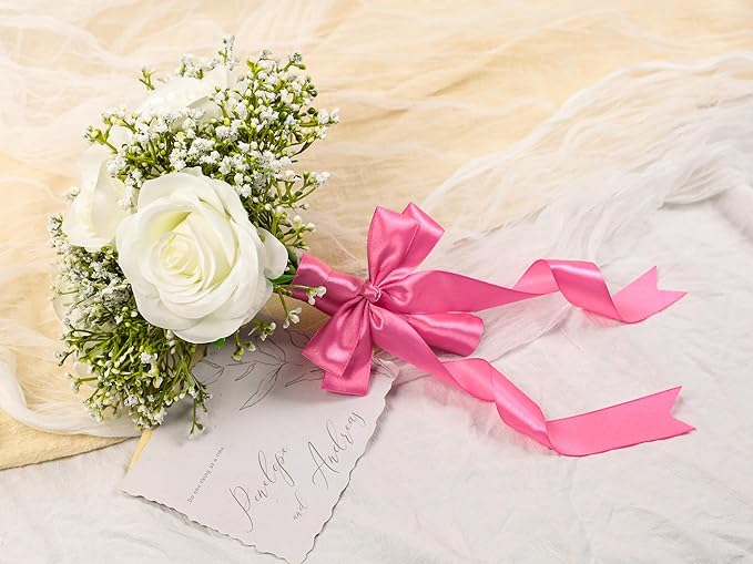 Hot Pink Satin Ribbon 1 inch X Continuous 25 Yards, Single Face Polyester Ribbon Perfect for Gift Wrapping, Flower Bouquet, Wedding Decor, Crafts, Bow Making, Sewing and More