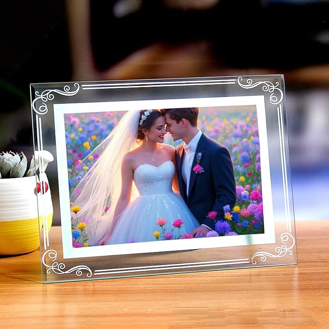 Photo Frames Picture Frame 2 Pack 4x6 High Definition Glass Vertical and Horizontal for Table Desk Shelf Office House Decoration Gifts