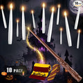 Floating Candles with Wand - 18 Pack Halloween Decorations Magic Flameless Candles Flickering Light Hanging Candle Remote with Glasses, Tie, Scarf, Battery Operated Candles for Christmas Party Decor