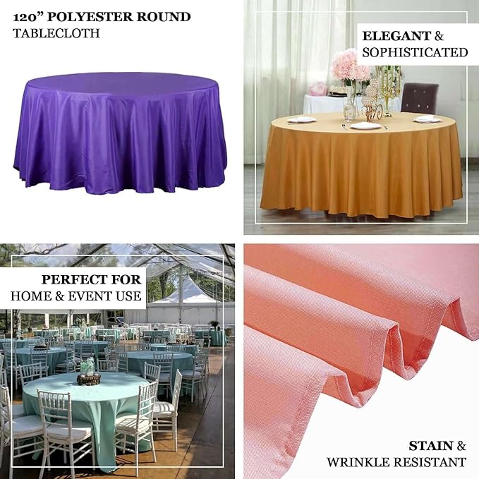 Efavormart Round Tablecloth, 120 Inch Stain & Wrinkle Resistant Washable Table Cloth, Decorative Polyester Fabric Table Cover for Banquet, Wedding, Dining - Navy Blue