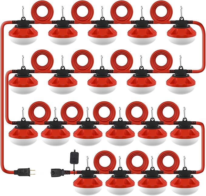 200FT LED Construction String Lights Temporary Lighting 20000LM Outdoor Construction Temporary Work Lights Super Bright,20 Medium Base Sockets Linkable Job Site Lighting Led Work Lights