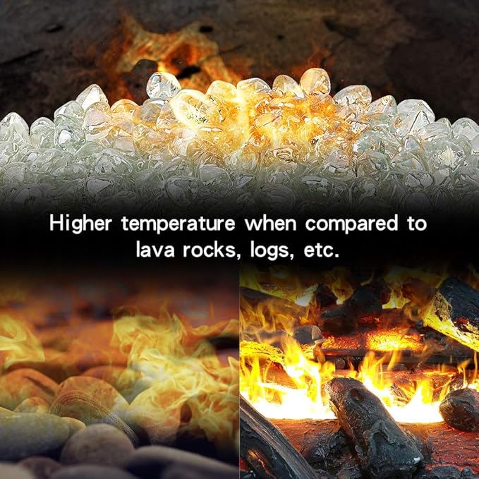 Stanbroil 10-Pound Fire Glass Diamonds - 1/2 inch Luster Fire Glass for Fireplace Fire Pit and Landscaping, Crystal Ice Luster