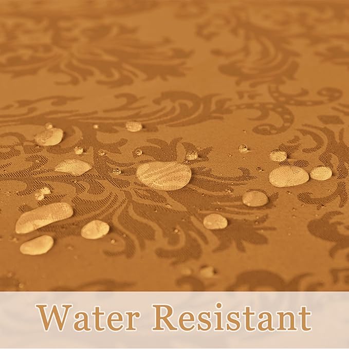 Rectangle Table Cloth - 60 x 84 Inch Brown Jacquard Tablecloths Damask Design Spillproof Wrinkle Resistant Shrinkproof Soft Tablecloth Polyester Oblong Table Cover for Kitchen Dinning Party Tabletop
