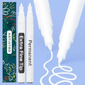 ARTISTRO 2 White Permanent Marker - Waterproof Markers for Tire, Fabric, Rocks, Glass, Ceramic, Wood, Paper - Oil Based Paint Pens - Extra-Fine Tip 0.7mm
