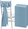 fani 60 PCS Dusty Blue Satin Chair Sashes Bows Universal Chair Cover for Wedding Reception Restaurant Event Decoration Banquet,Party,Hotel Event Decorations (7 x 108 inch)