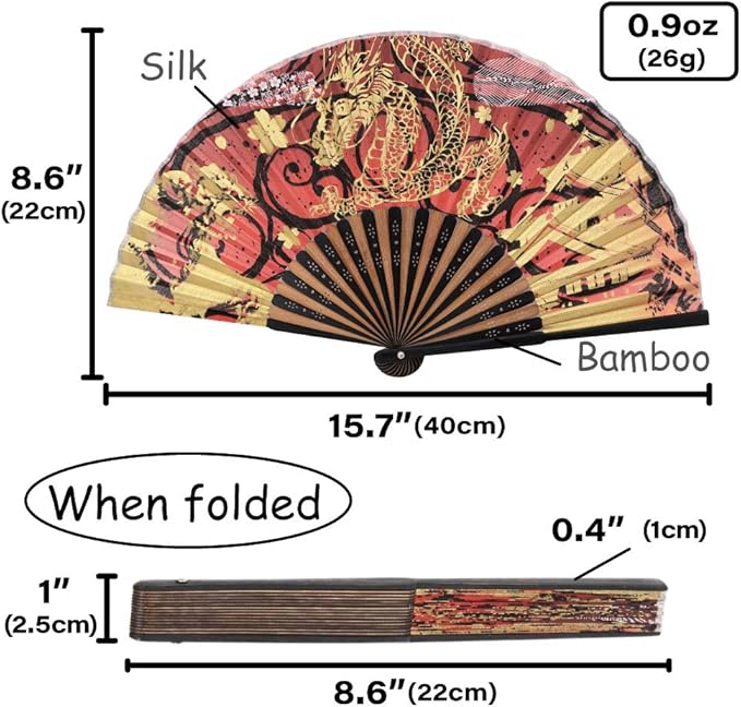 Terra Distribution Folding Fan [Japan Import] Hand Fans for Women Foldable, Japanese Fan, Unique Design, Handmade Bamboo, Silk Fan, 8.6" (22cm), Abanicos de Mano (210 (Pine Tree))