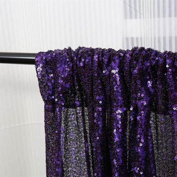 Eternal Beauty Purple Sequin Backdrop Curtains, Halloween Shimmer Back Drop 2Panels-2FTx8FT for Christmas, Party, Birthday, Photography, Wedding, Baby Shower Event Decoration