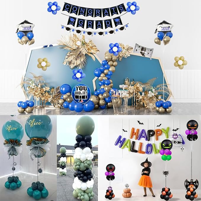 Balloon Column Stand Kit Set of 2, 2IN1 Balloons Holder Sets Ballon Arch stand for Floor, 9 Feet Height Adjustable Metal Baloon Tower Pillar for Graduation, Wedding, Party Decoration