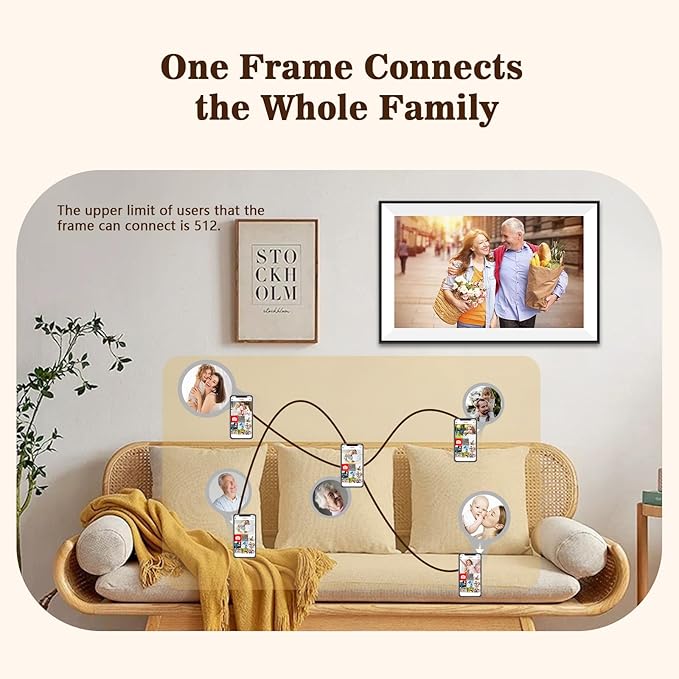 Digital Picture Frame, Frameo 10.1 inch Smart WiFi Digital Photo Frame with HD IPS Touch Screen Slideshow Display 32GB Memory Auto-Rotate, Photo Frame Electronic Best Gifts for Birthday, Wedding, Mom