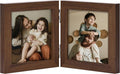 decorUhome Double 4x4 Picture Frame Vertical, Engineered Wood Bifold Photo Frame with Plexiglass for Tabletop Display, 4x4, Brown