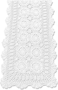 KEPSWET Cotton Handmade Crochet Lace Table Runner White Rectangle Coffee Table Dresser Decor (14x48 inch)