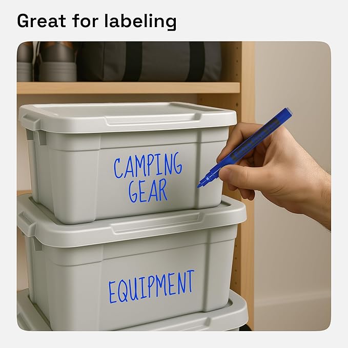 ARTISTRO Blue Permanent Marker - Set of 2 Black Paint Pen, Oil Based Paint Markers Extra-Fine Tip 0.7mm, Waterproof Quick Dry Black Marker for Rock Painting, Ceramic, Glass, Wood, Tire, Fabric & More