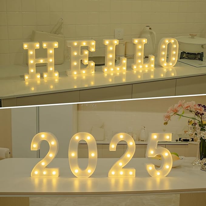 Foaky Rechargeable LED Letter Lights Sign Marquee Light Up Letters Sign for Night Light Wedding/Birthday Party Christmas Lamp Home Bar Decoration (K)