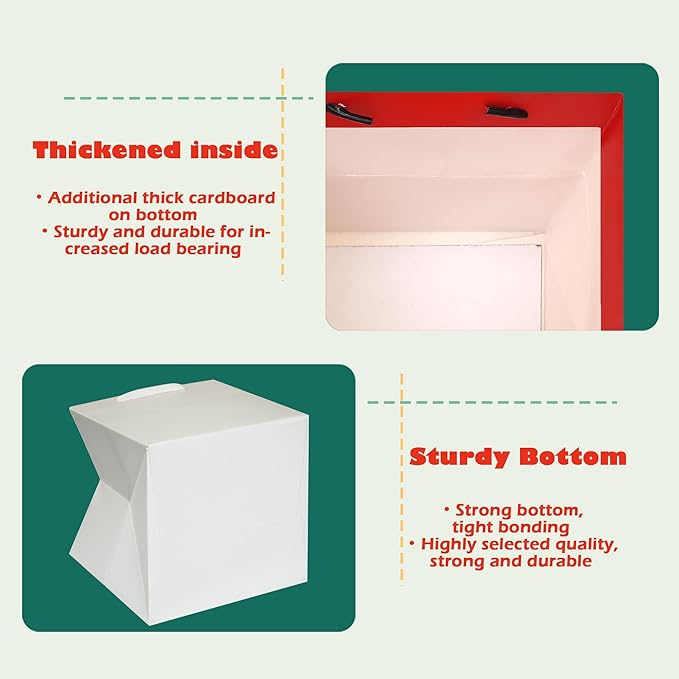 ADIDO EVA White Square Gift Bags Mini Size Square Bottom Paper Bags with Handles for Party Favor (4x4x4 In, 10 CT)