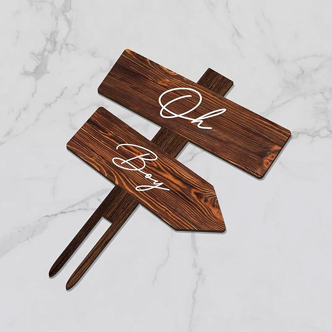Rustic Oh Boy Cake Topper in Wood Baby Shower Gender Reveal Party Cake Decoration