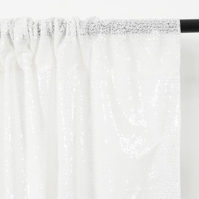 Eternal Beauty White Sequin Backdrop, 20x10 Ft Glitter Background Curtains for Christmas Shimmer Photography Party Wedding Birthday Back Drop Decor
