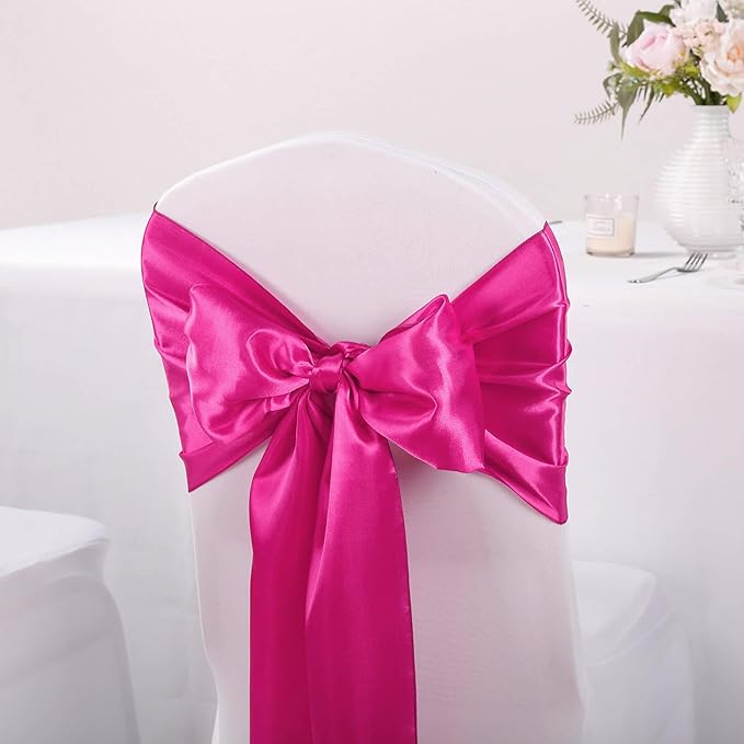 5-Pack Satin Table Runner Fuchsia 12 x 108 inches Long, Table Runners for Wedding, Birthday Parties, Banquets Decorations（5 Pack, 12x108 Inch, Fuchsia）
