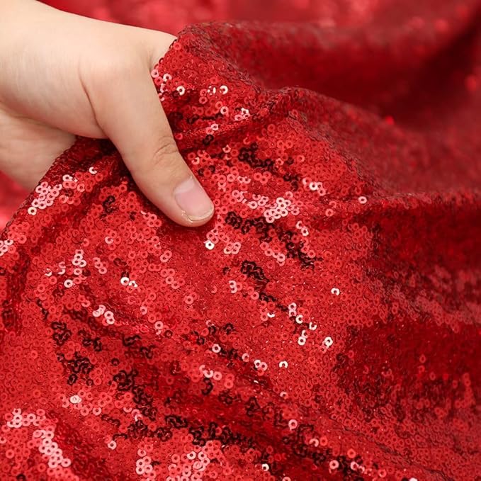Poise3EHome Red Sequin Backdrop Curtain,4 Pieces 3FT x 8FT Glitter Panels for Christmas Wedding Party Background Decoration