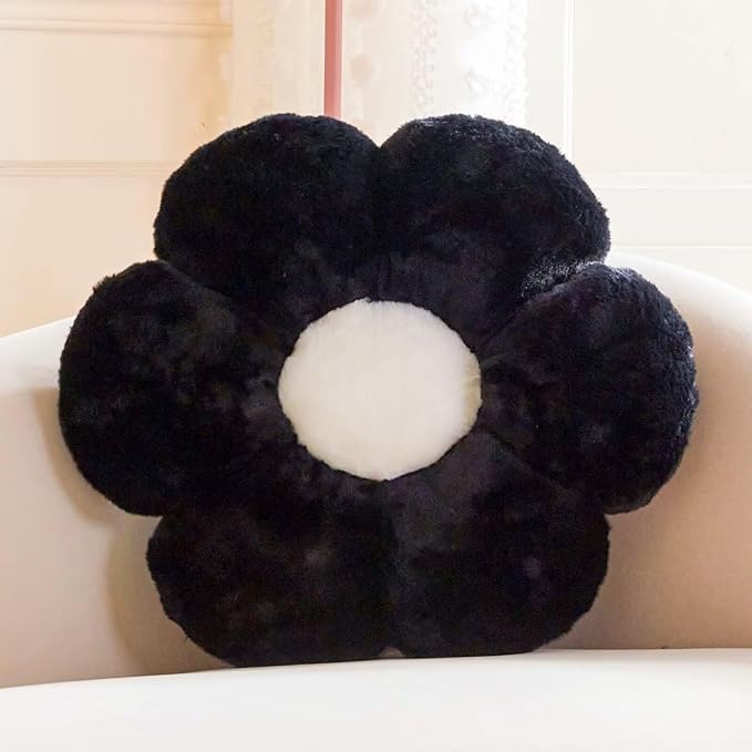 Yellow Flower Pillow, 17.7" Flower Shaped Plush Decorative Throw Pillow for Bed