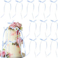 Ephlyn 30Pcs Bow Cupcake Toppers Valentine's Bowknot Ribbons Coquette Bow High Footed Cup Balloon Wall Party Decorations Cake Dessert Picks Birthday Wedding Party Supplies Blue