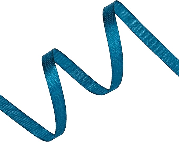 Turquoise Satin Ribbon 1/4 inch X Continuous 50 Yards, Single Face Polyester Ribbon Perfect for Gift Wrapping, Flower Bouquet, Wedding Decor, Crafts, Bow Making, Sewing and More